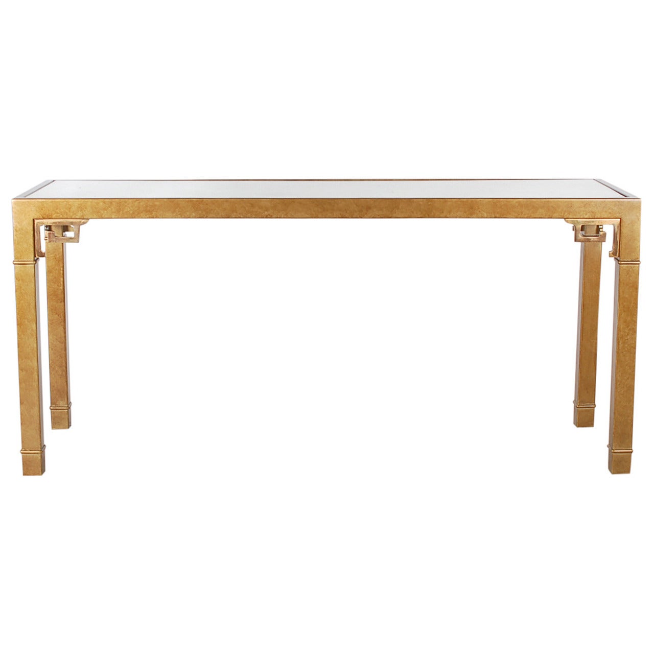 Asian Modern Patinated Brass Console Table by Mastercraft