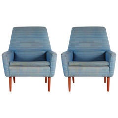 Pair of Highback Scandinavian Lounge Chairs by Dux
