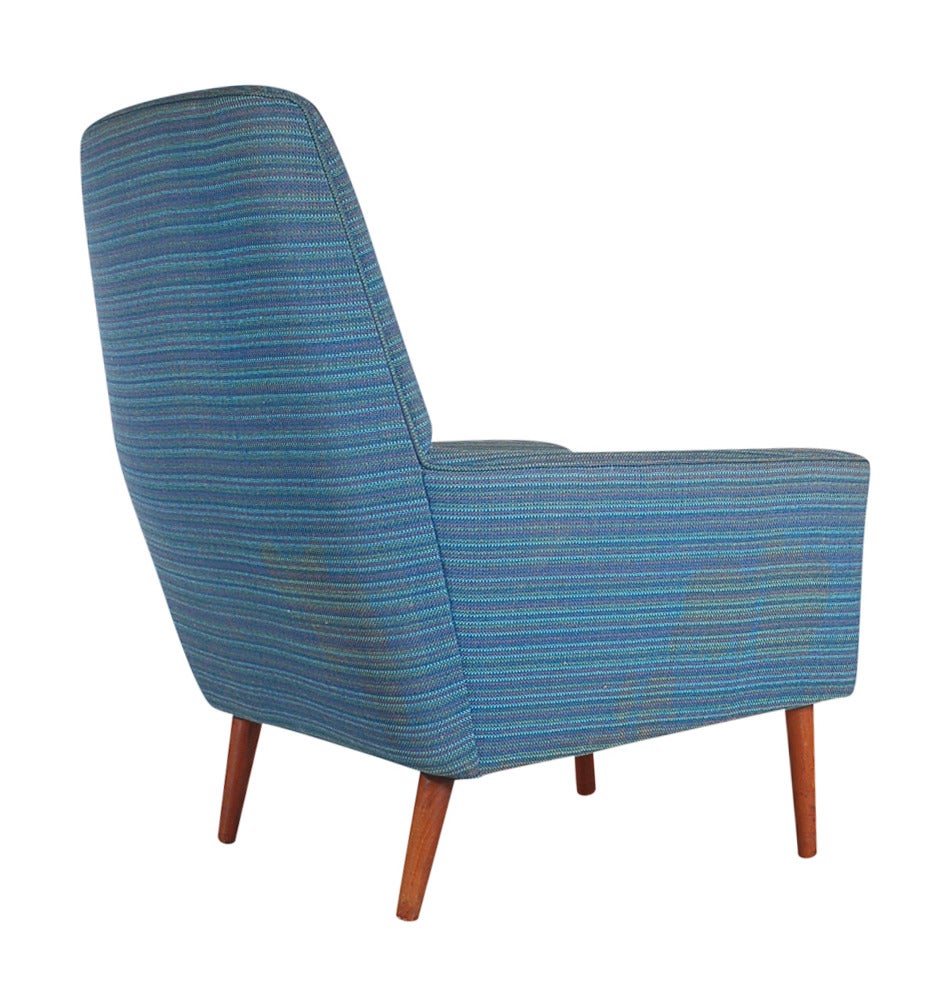 Swedish Pair of Highback Scandinavian Lounge Chairs by Dux