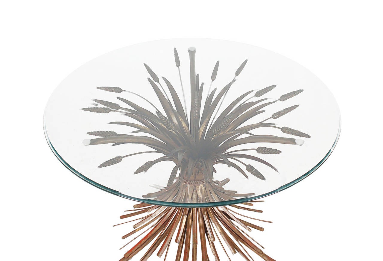 Hollywood Regency Italian Gilt Sheaf of Wheat Cocktail Table