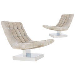 Chrome Slipper Lounge Chairs After Milo Baughman