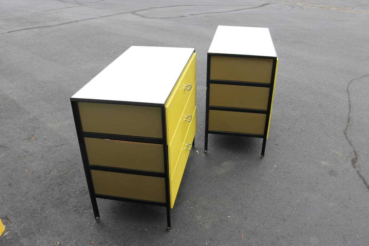 20th Century Pair of George Nelson for Herman Miller Three-Drawer Steel Frame Chests