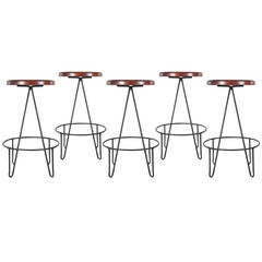 Frederick Weinberg Iron Hairpin Leg Bar Stools