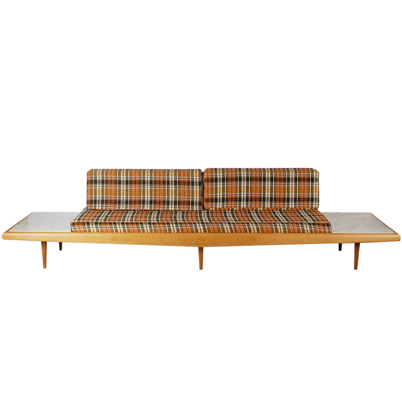 Adrian Pearsall Sofa with Marble End Tables