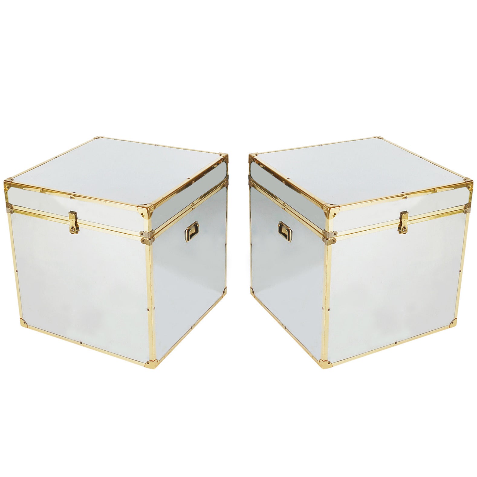 Vintage Chrome and Brass Storage Trunks after Maison Jansen