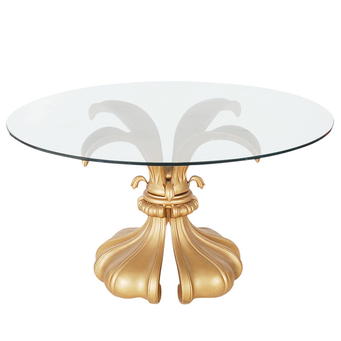 Tavolo da centro in vetro Hollywood Regency Fleur-de-Lis