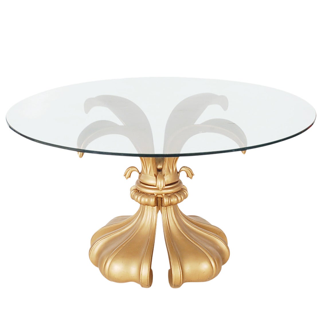 Hollywood Regency Fleur-de-Lis Glass Center Table