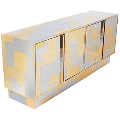 Paul Evans Chrome and Brass Cityscape Credenza
