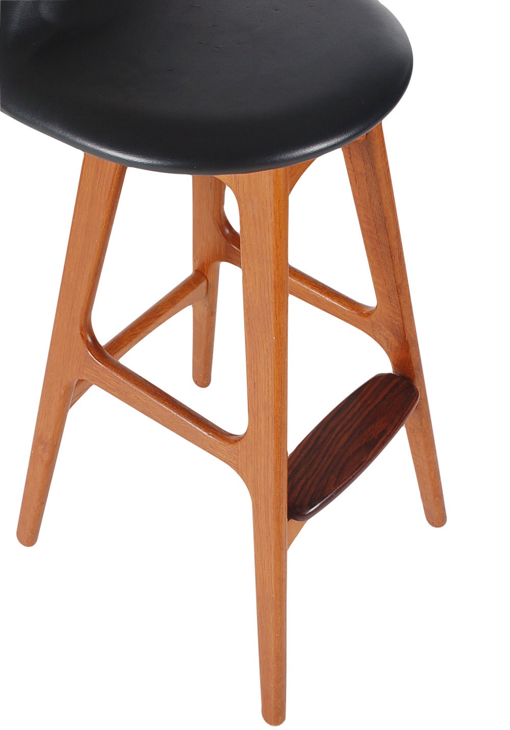 Scandinavian Modern Erik Buch Teak and Rosewood Bar Stools for OD Mobler Denmark