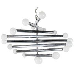 Mid-Century Modern Chrome Spiral Sputnik Chandelier after Sciolari 5