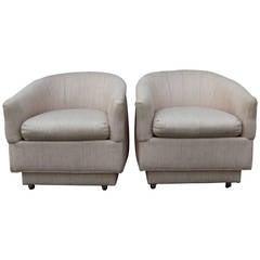 Pair of Barrel Back Club Chairs