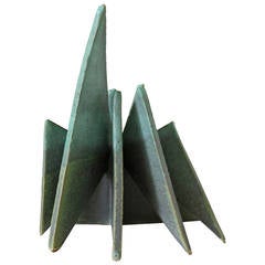 Geometric Turquoise Blue Ceramic Table Sculpture