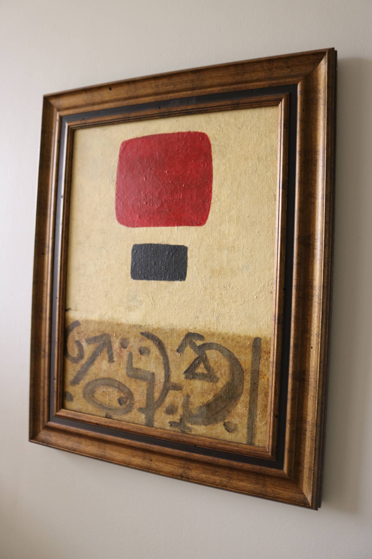 Mid-Century Modern Small Abstract Expressionist Painting in the Style of Adolph Gottleib