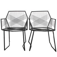 Hand-Welded Geometric Metal Armchairs