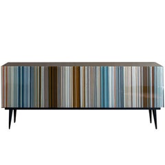 Barcode Colored Glass Retro Style Buff-Heyyy Credenza 