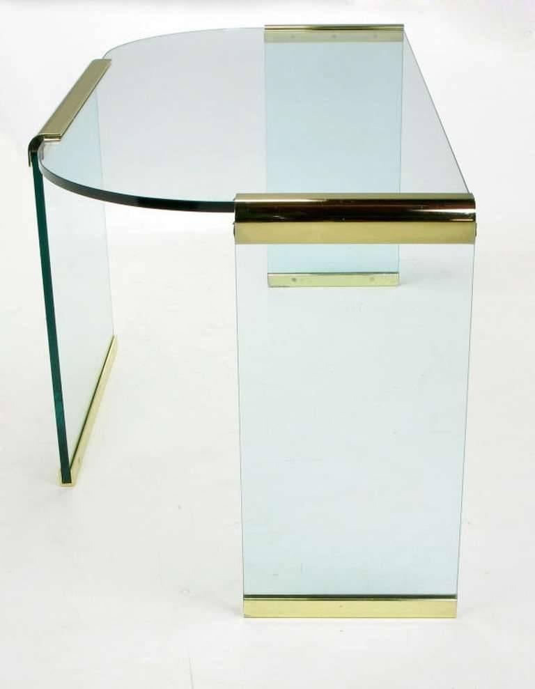 Post-Modern 20th Century Brass and Glass Desk by Leon Rosen for Pace Collections