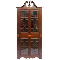 Edwardian Inlaid Mahogany Corner Cabinet