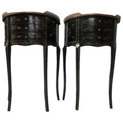 Pair of Demilune Side Tables with Brass Gallery