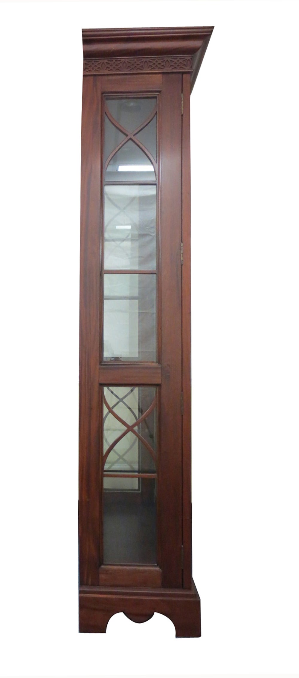 Stained Large Mahogany Display Cabinet For Sale