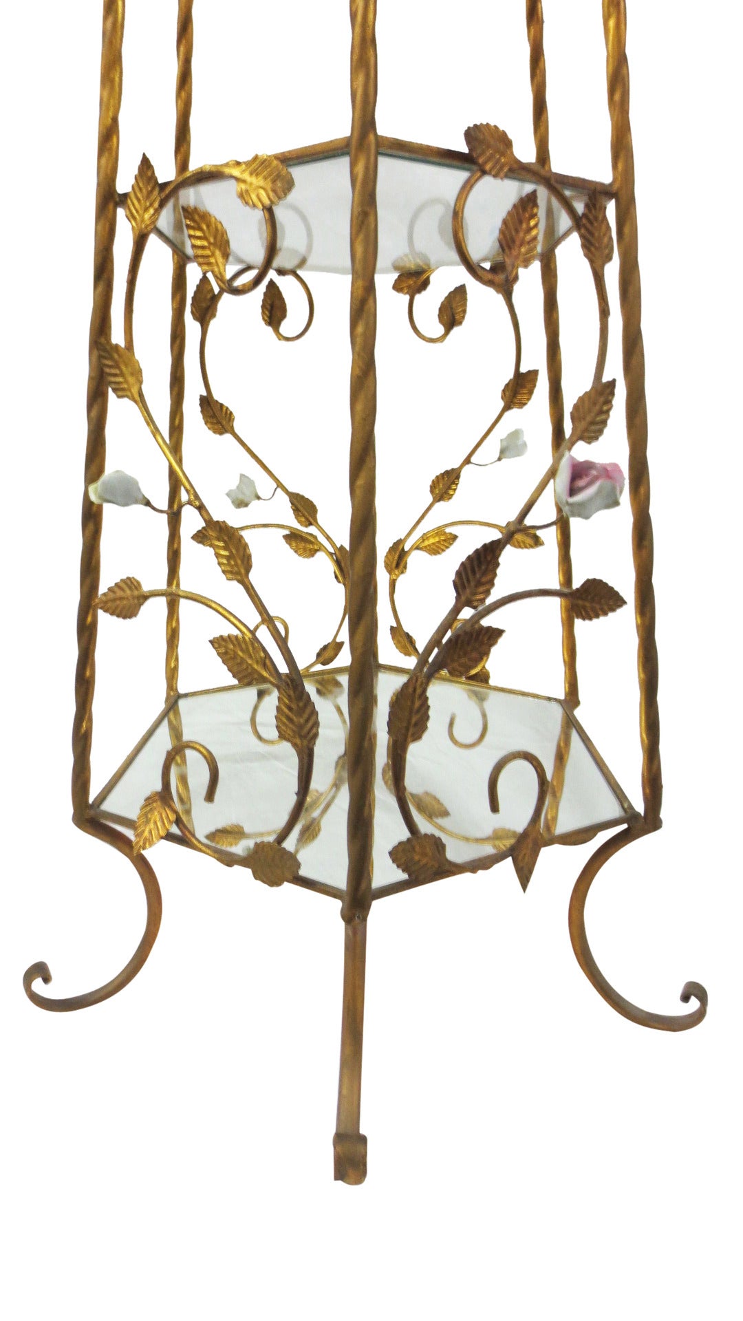 Italian Rococo Brass and Floral Etagere For Sale 1