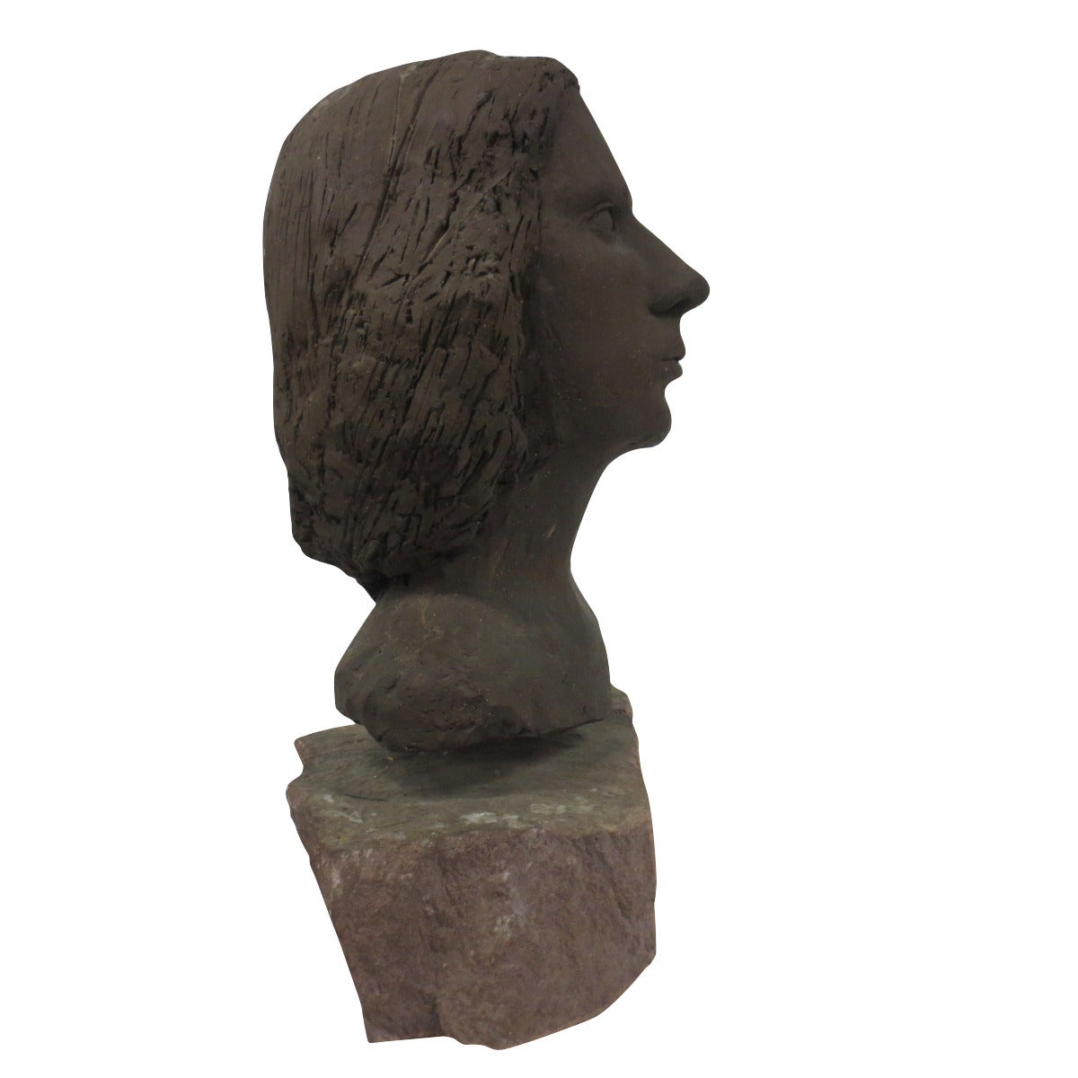 Terracotta Bust of Young Woman In Excellent Condition For Sale In Holliston, MA