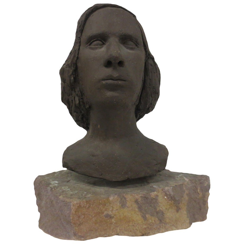 Terracotta Bust of Young Woman For Sale