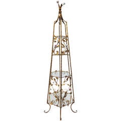 Italian Rococo Brass and Floral Etagere