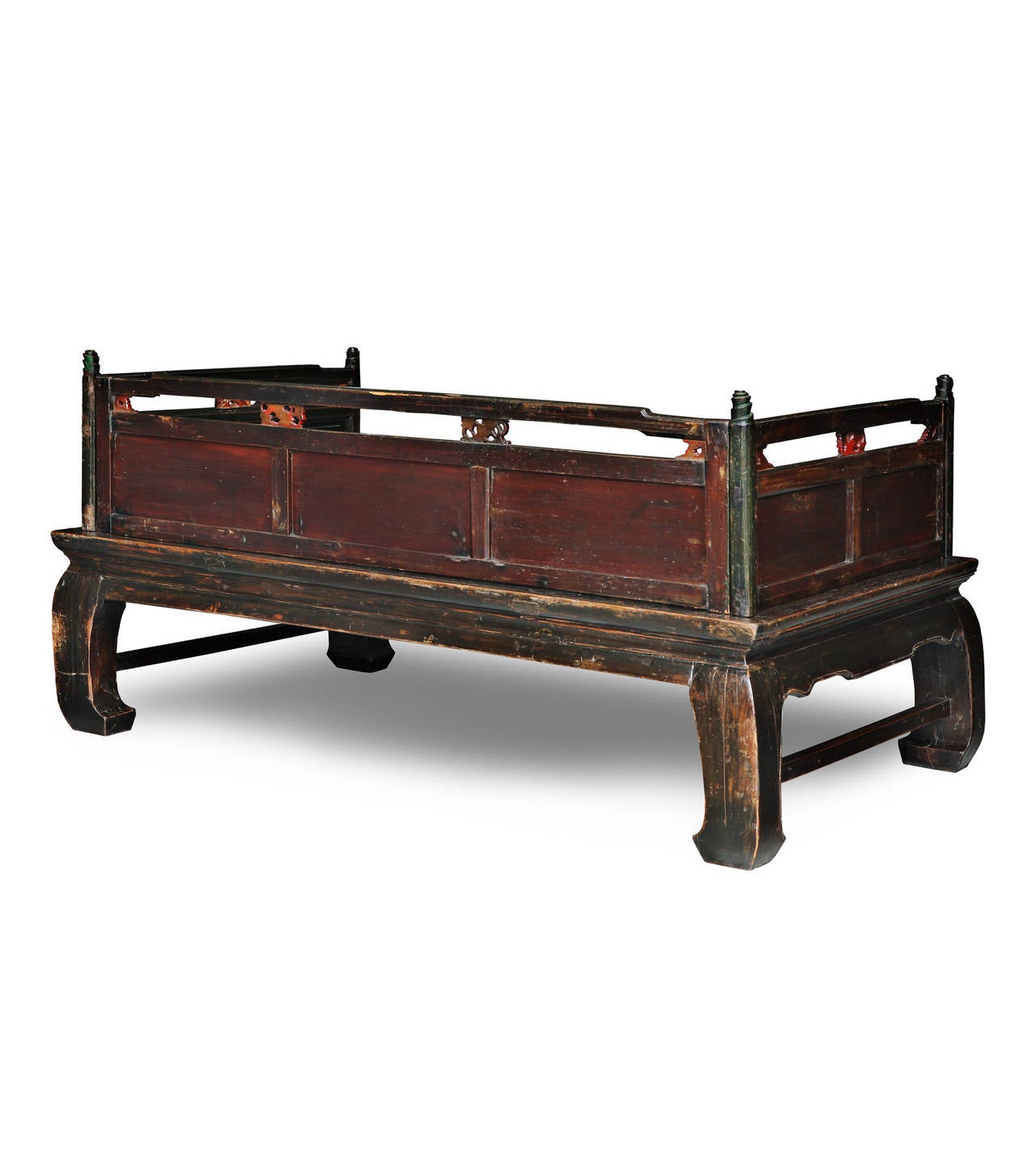 Carved Antique Chinese Painted Daybed, Early 19th Century