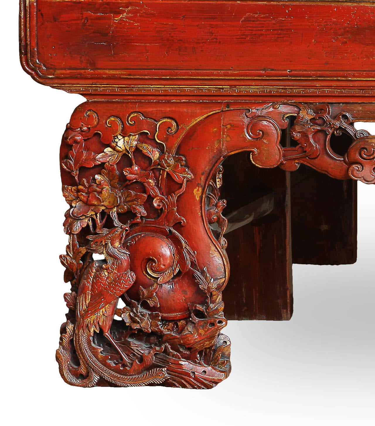 Antique Carved and Lacquered Chinese Canopy Bed, Qing Dynasty For Sale 2