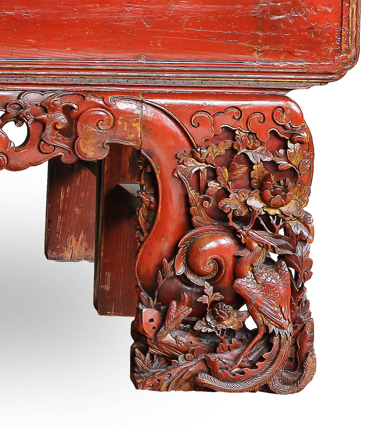 Antique Carved and Lacquered Chinese Canopy Bed, Qing Dynasty For Sale 3