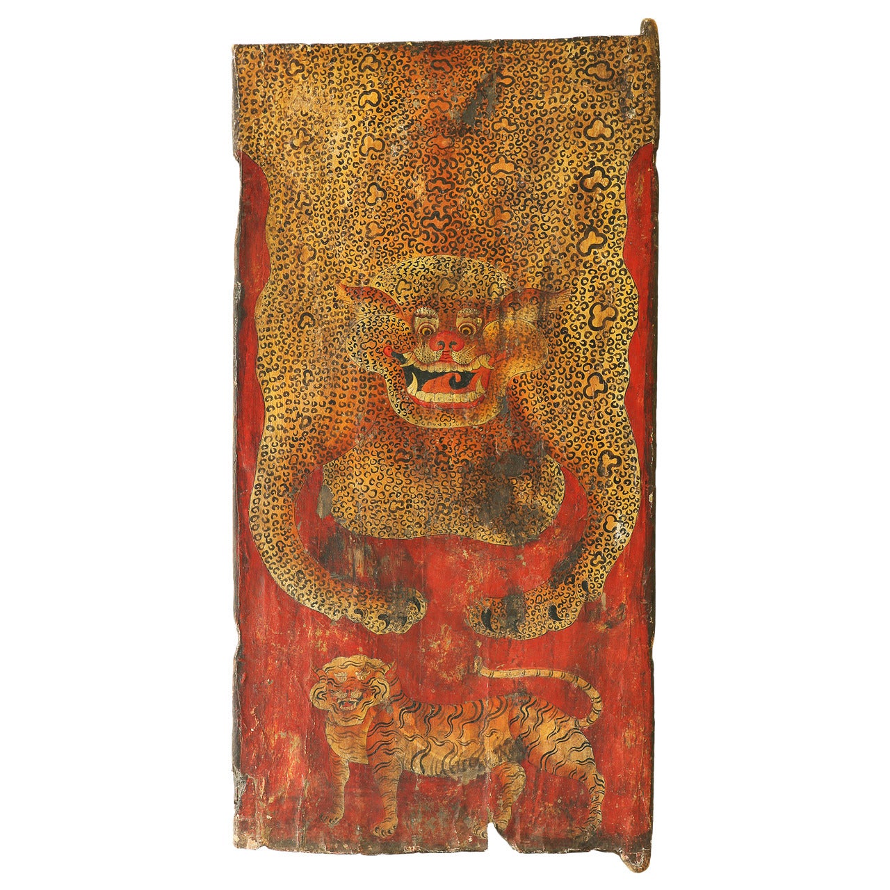 Rare Tibetan Monastic Painted Door, XVII Century For Sale