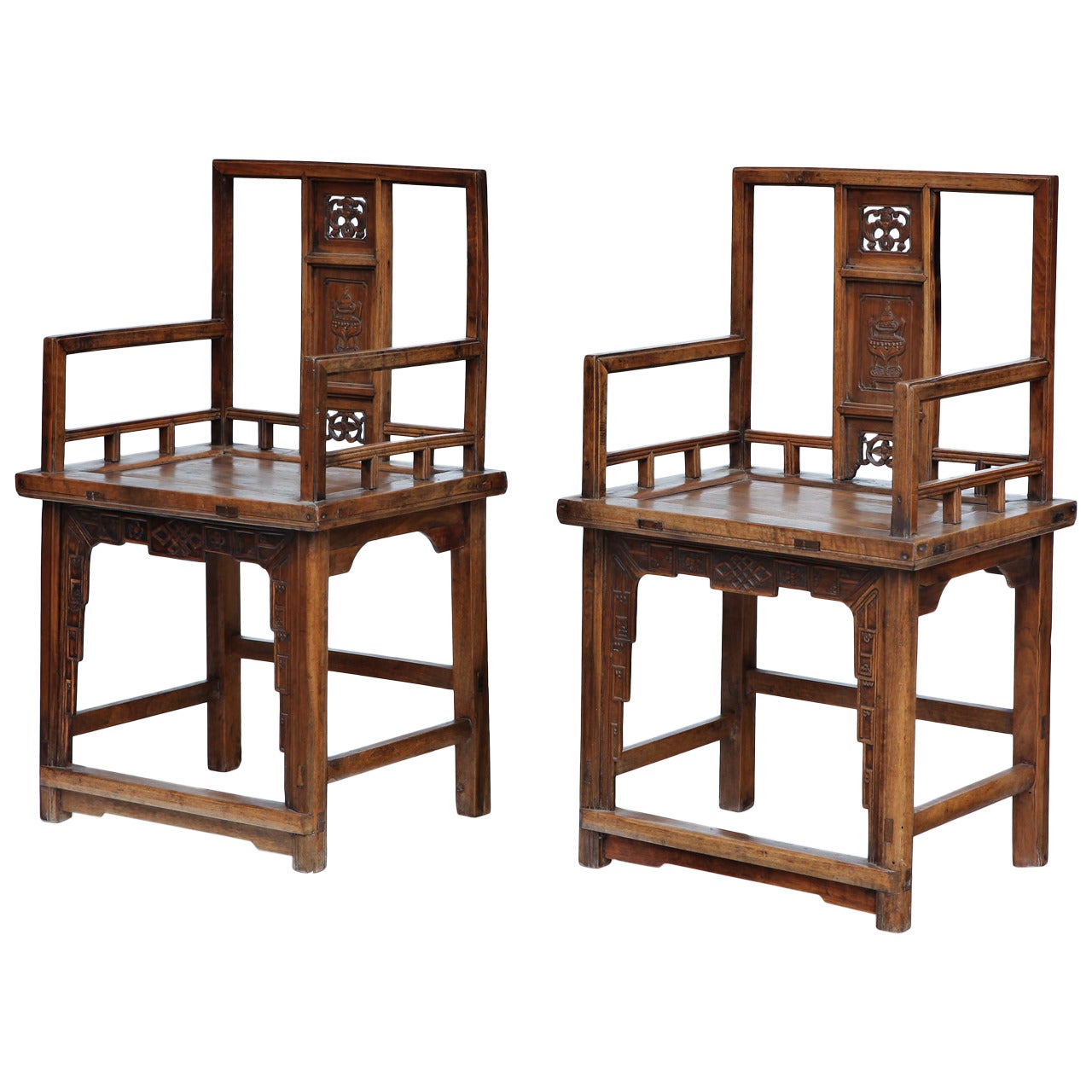 Pair of Quing Dynasty Chairs, Camphor Wood For Sale