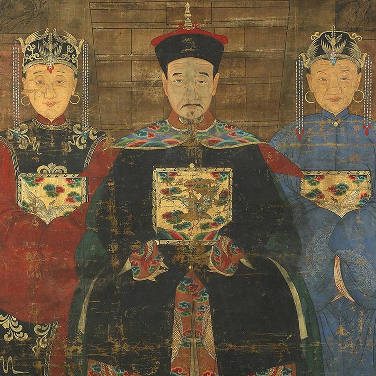 Qing Emperor Qianlong Portrait, Early 19th Century For Sale