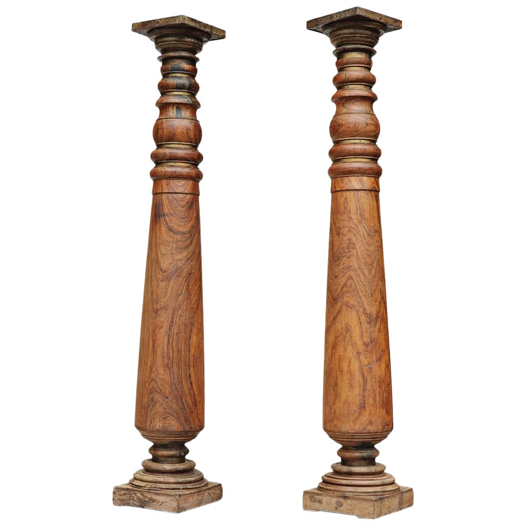 Pair of Rosewood Columns For Sale