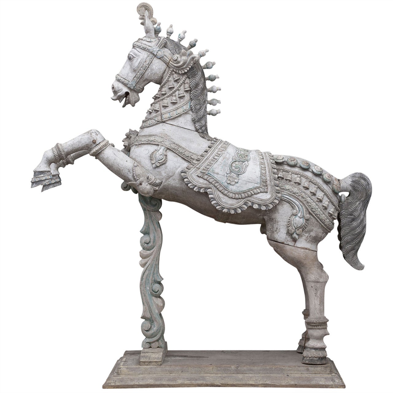 Indian Carved Horse Sculpture For Sale