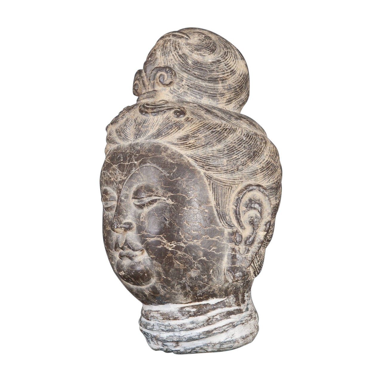 Qing Stone Buddha Head For Sale