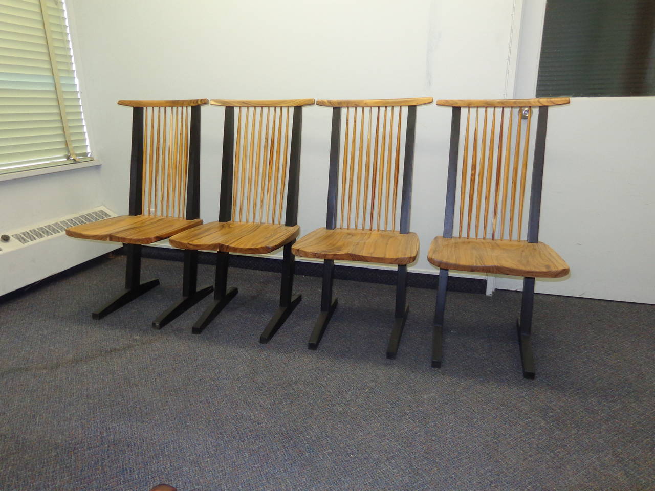 Mid-Century Modern Nakashima Style Dining Chairs in Meh Wood, Set of Eight For Sale