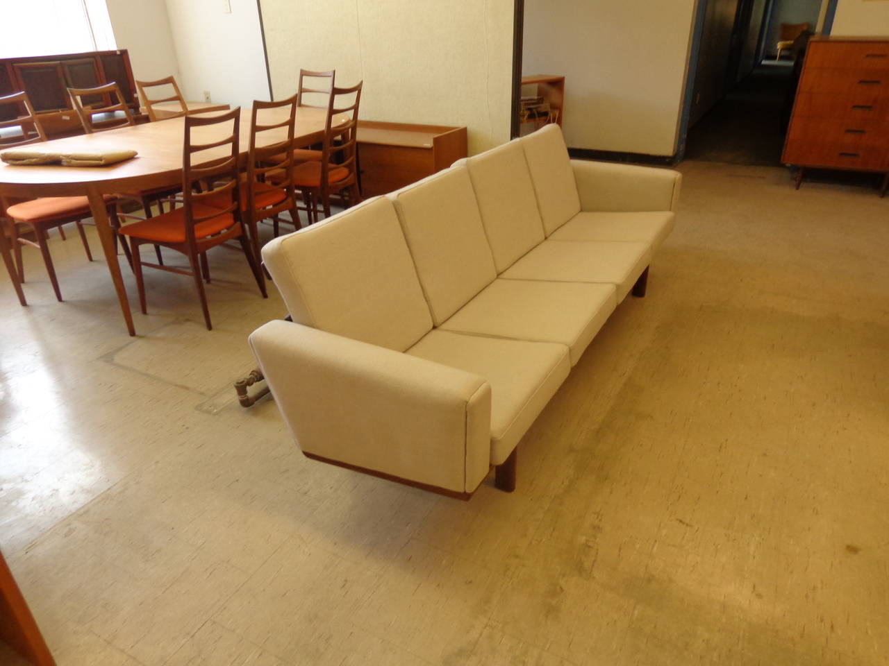 Mid-Century Modern Hans J Wegner Four-Seat Sofa in Teak, Model GE236 by GETAMA