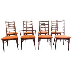 Niels Koefoed Larsen Set of Seven Liz Chairs and One Liz Armchair