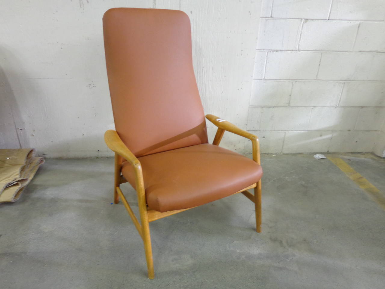 Mid-Century Modern Alf Svensson Armchair with Adjustable Back in Beech and Leather