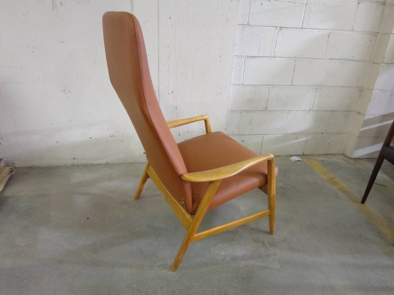 Danish Alf Svensson Armchair with Adjustable Back in Beech and Leather