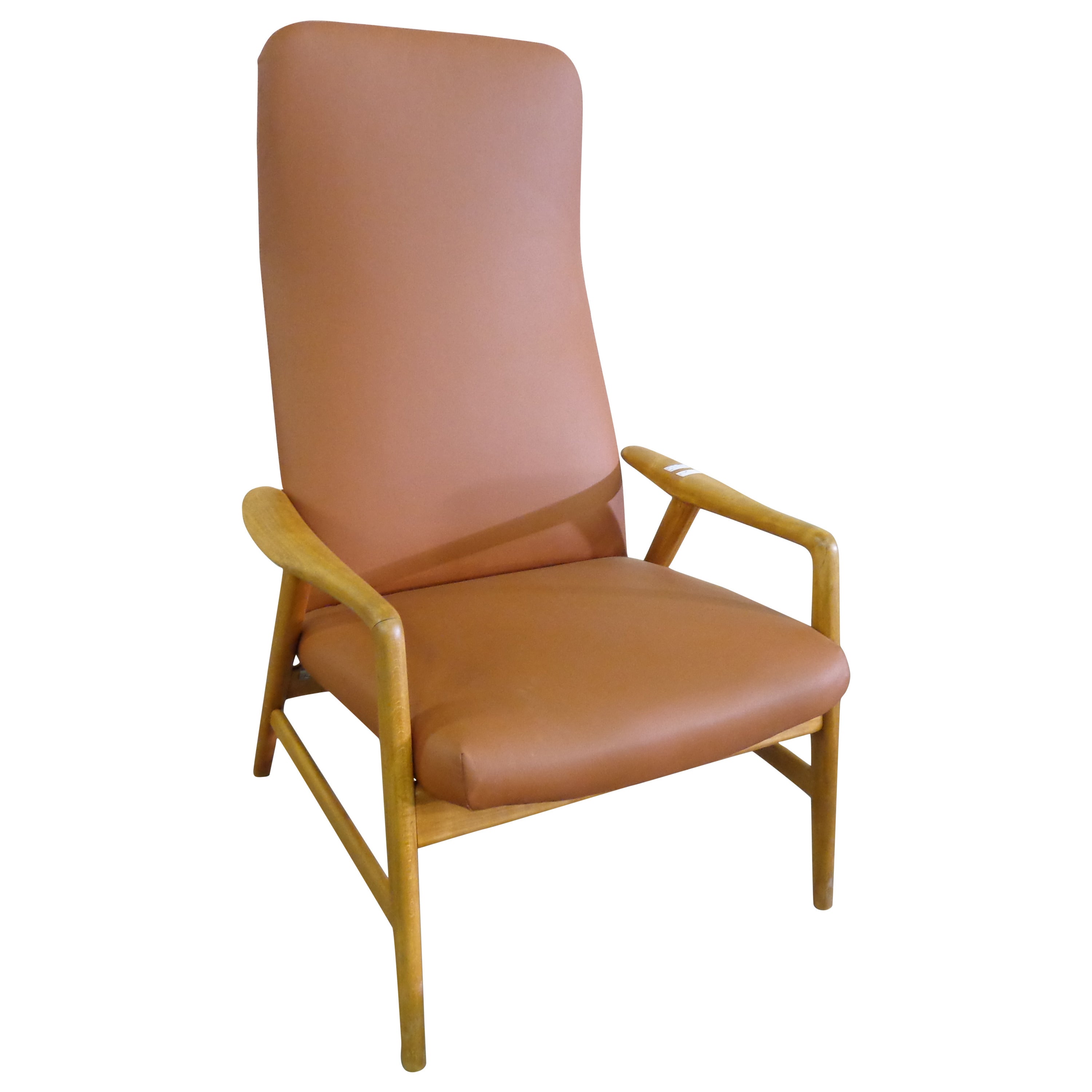 Alf Svensson Armchair with Adjustable Back in Beech and Leather