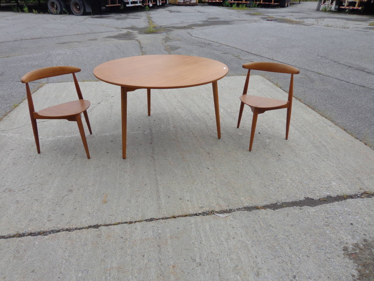 Danish Hans J Wegner Heart chairs and matching table set