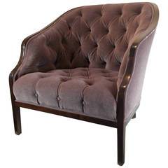 1970 Ward Bennett Walnut Frame Tufted Lounge Chairs in Mohair 9