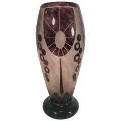 Antique Charles Schneider Le Verre Relief and Etched Art Deco Vase, 1920s