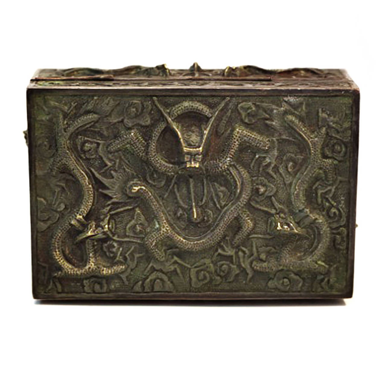 1920s Patinated Chinese Copper Dragon Box 1