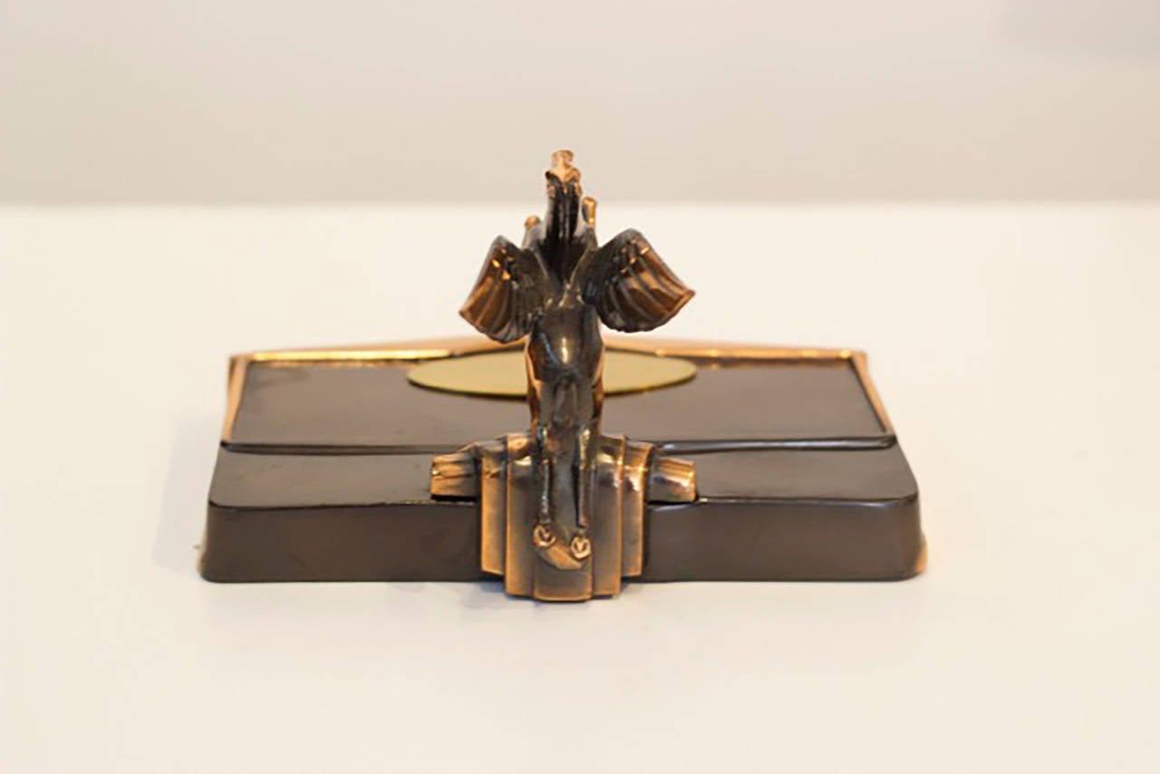 American 1930s Art Deco Copper Plated Pegasus Pen Holder