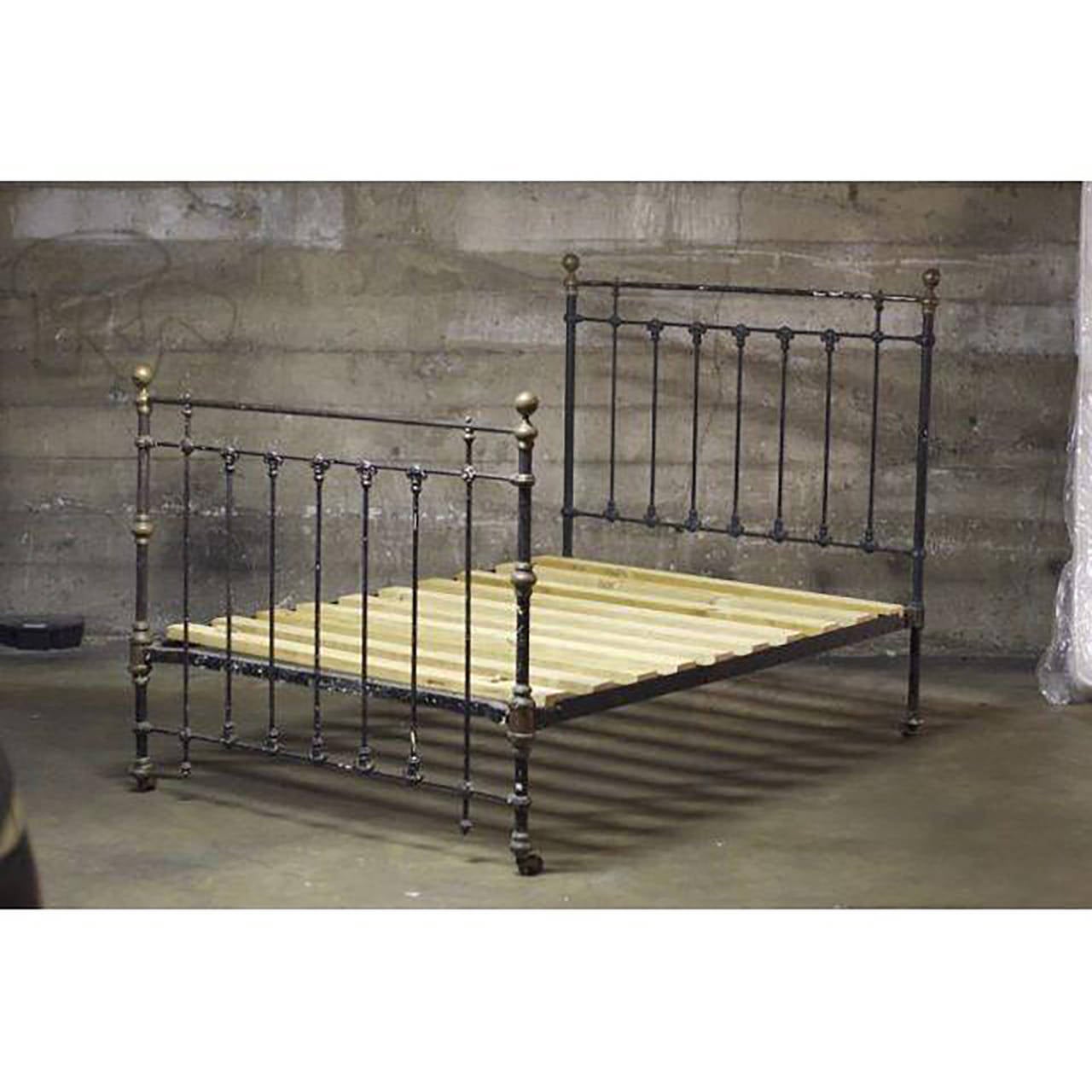 19th Century Cast Iron and Brass French Empire Bed 1