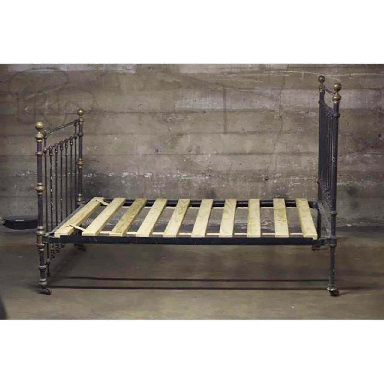 19th Century Cast Iron and Brass French Empire Bed In Excellent Condition In San Francisco, CA