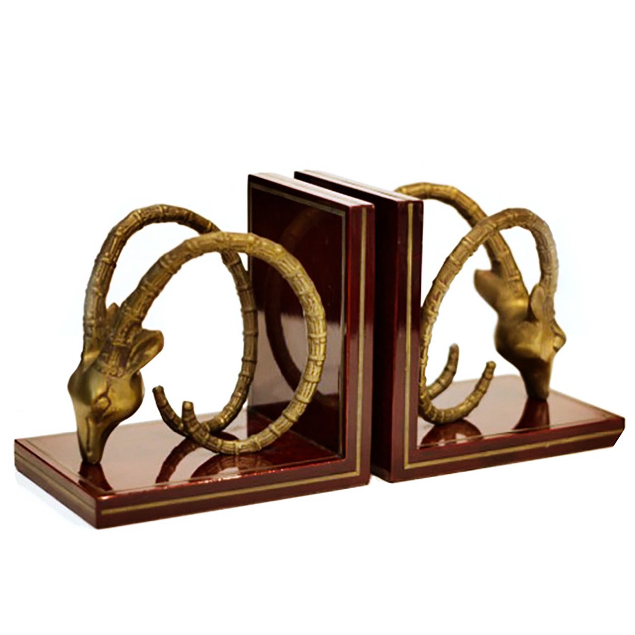 Midcentury Brass Ram Head Bookends